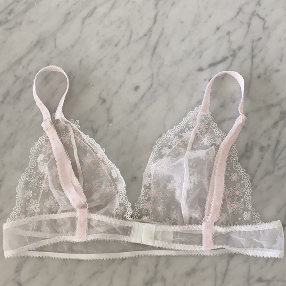 Victoria Secret For Love and Lemons Daisy Sheer Pink Lace Bra & Underwear Set